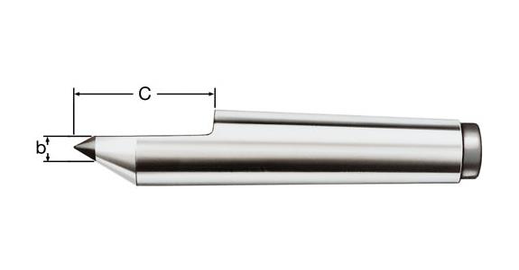 A lathe half centre is used